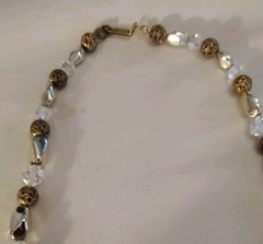 VTG AB Beads Metal & Glass Chrome Beads 24″ Haskell? Necklace Pat. No. 3427691