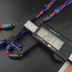Vintage Venetian Midnight Mosaic Trade Glass Bead Necklace 24in 6.2–20.1mm