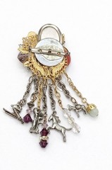 OOAK Assemblage Charm Brooch Wearable Art Dangle Statement Pin