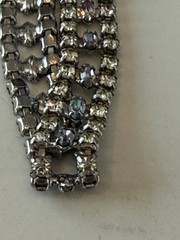 B David Womens Wide Panel Bracelet Silver Tone Aurora Borealis Rhinestone