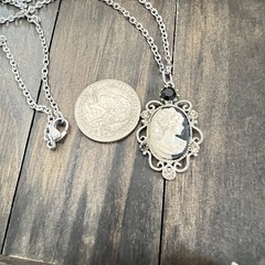 Cameo Necklace Rhinestone Vintage Style Woman Jewelry – Please Read