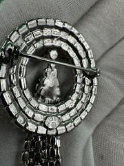 Vintage Weiss Brooch Pin Art Deco w/Dangles Fancy Clear Rhinestone Silver Tone