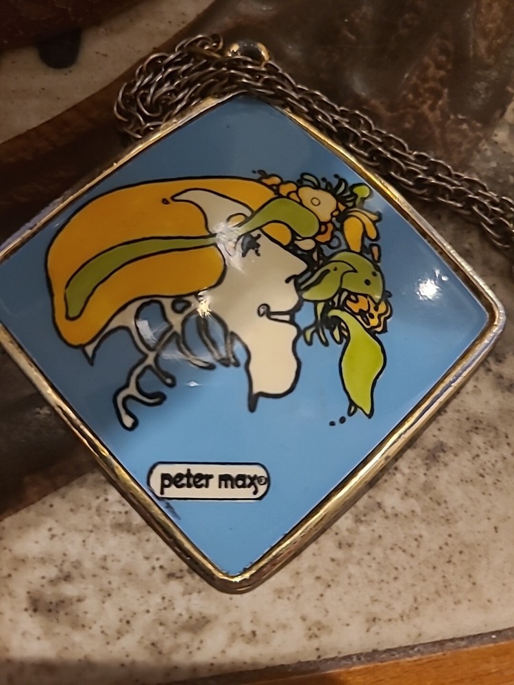 Vintage 1968 Peter Max Chain Pendant Chain Necklace