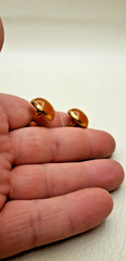 Vintage Cufflinks of the USSR 4ЯК 1950s Honey Amber. Brass. Gilding