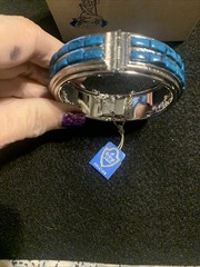 Vintage NWB Whiting & Davis Faux Turquoise Bracelet With Tag/Box Silver Tone