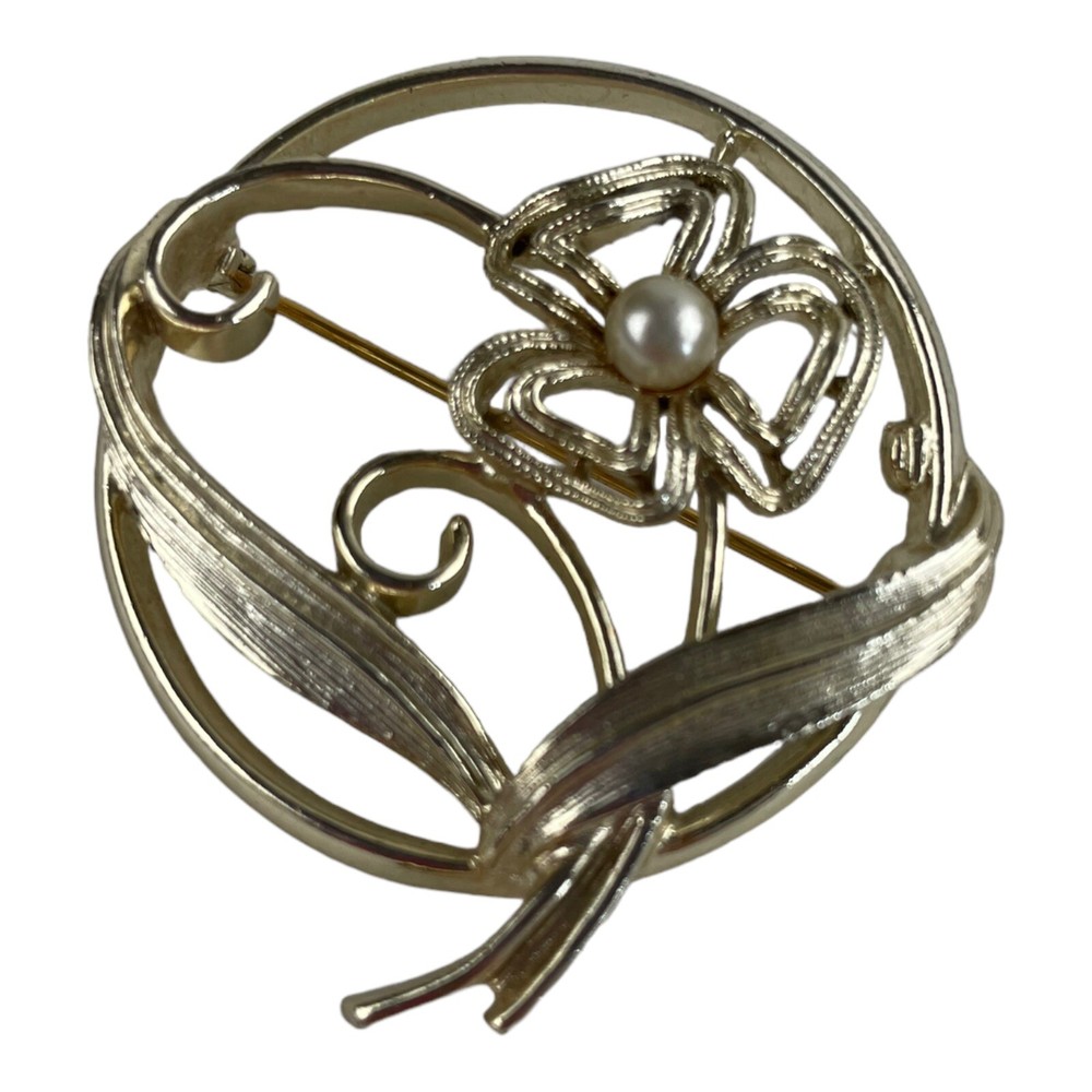Vintage Sarah Coventry Silver Tone Brooch Floral Flower Pin