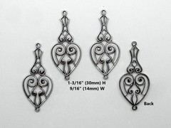#0519 ANT’D .925 STERLING SILVER PLATED PENDANT/ER W/TOP & BOTTOM RINGS – 4 Pcs