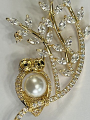 Crystal Rhinestone Owl Flamingo Brooch Pin Glass Vintage LOT Bird Peacock Clear