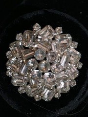 Weiss Clear Rhinestone Brooch Signed/ Vintage