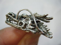 1.25″ Unique Vintage Sterling Silver 3D Dragon Head Tack Pin Very Nice Detail