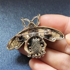 Gold Rhinestone Bee Brooch Pin for Women Men Fashion Crystal Vintage Green CZ…
