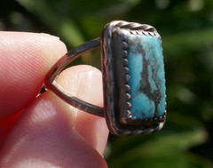 Vintage Southwest Style Sterling Silver & Turquoise Ring – Size 4.25