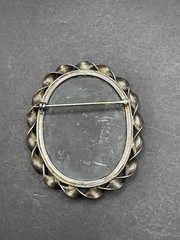 Antique Sterling Pietra Dura Pin/Brooch Mosiac Floral