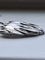 Vintage 925 Sterling Silver Flaming Heart Pendant Necklace 24″ Bold, 6 Grams