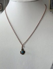 Vintage Small Blue Round Turquoise Thunderbird Pendant Necklace 17″