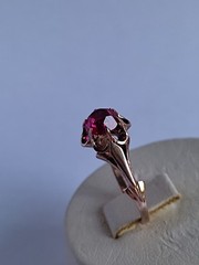 Old Vintage Soviet Union Silver 875 Ring USSR Red Stone Ruby Size US 6 (16.5 mm)