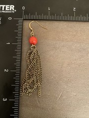 Necklace Earrings Set Orange Red Gold Tone Chunky Chain Layered Gypsy Boho Chic