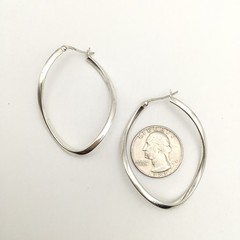 Vintage Sterling Silver 2” Twist Oval Hoop Earrings Marked 925 MWS 6.9g #00