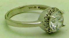 STUNNING ESTATE CHAPAL-ZENRAY WHITE STONE STERLING SILVER ENGAGEMENT RING, 8.75