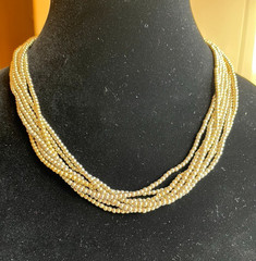 Vintage GIVENCHY signed 7-Strand Gold Tone Beaded 19″ Choker Necklace!