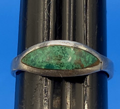 vtg Sterling Silver RING sz 6.5 handmade raw Malachite copper inclusions 1.8 gr