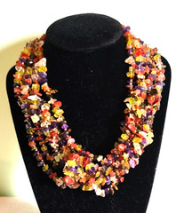 Vintage RJ Graziano Gemstone Semi Precious Multi Stand Multicolor Necklace
