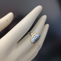 Niello Floral Ring Gilded Silver Oval Vintage Statement Size 8.5 Vintage 875