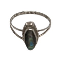 Vintage Alpaca Mexico Abalone Ring Size 6 Sterling Silver