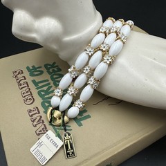 NWT VTG 1950s-1960s CROWN TRIFARI White Lucite Enamel Fleurette Bracelet Jewelry