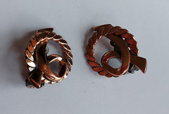 Copper Jewelry Set Modernist Pin Earrings Mid Century Abstract Design Vintage