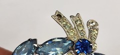 Vintage EISENBERG ICE Blue Glass Rhinestone Designer Signed Brooch