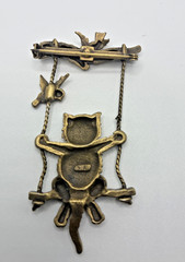 Brooch Lot Cat Lovers Mouse Animal Bronze And Gold Tone Figural Pins Read