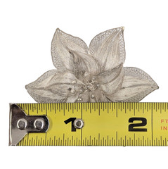 2″ Poinsettia Flower Filigree Brooch Vintage Sterling Silver 800 Scarf Pin