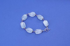 6.5”, Sterling silver bracelet, 925 bead charm with nugget prehnite grape stone