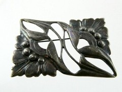 Vintage Sterling Silver Figural Botanical Brooch Leaves Pin 925 12.3g 1 7/8 Inch