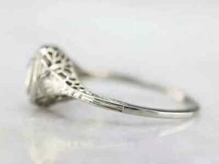 Vintage Art Deco 1Ct Round Lab Created Diamond 14K White Gold FN Engagement Ring