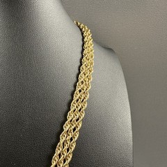 Vintage Monogram Necklace Pendant Multi Strand Chain Statement Gold Tone 18″
