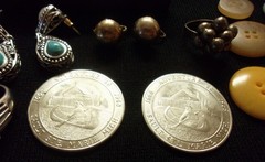 Estate Sale Grandmas Lot, Vintage Coins, Vtg Sterling, Jewlery, Buttons, & more