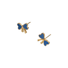 Real Gold Plated Heart Shape Bow Knot Titanium Steel Sweet IG Style Waterproof
