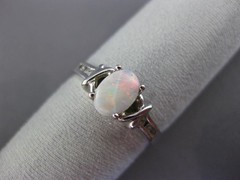 ESTATE .34CT DIAMOND & AAA OPAL 14KT WHITE GOLD 3D OVAL X LOVE FRIENDSHIP RING