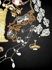 39pc Wearable & Repair Job Lot Antique Victorian Coral Glass Gold Filled Jewelry