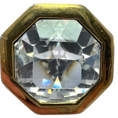 Vintage S.A.L. Swarovski Gold Tone Large Octagon Clip Earrings w/ Clear Crystal