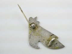Antique Niello Sterling Silver Boat Brooch Pin 4.1g 1 Inch Length Regatta
