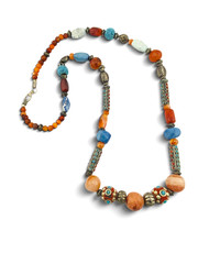 Vintage Himalayan Nepal Tibetan Necklace Turquoise Agate Carnelian Beads 32″