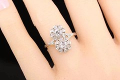 Art Deco Style Round Cut Lab Created Diamond 14k White Gold FN Anniversary Ring