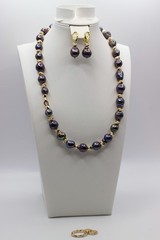 21 inch Big Peacock Baroque Pearl Necklace and Earring Set, Accent Clasp