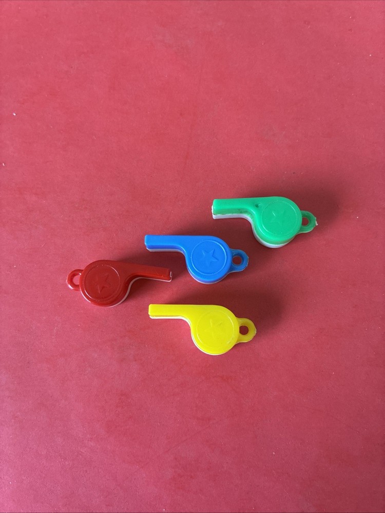 4 Vintage Charm Bracelet Whistles in different colors, 1.25″ Tall, All 4 Work