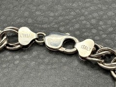 Marked Sterling 925 Italy Untested Double Link Chain Thick Heavy Chunky Bracelet