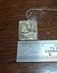 Antique Sterling Art Nouveau Madonna Pendant With Chain 18″ 5g See Pics/Descript