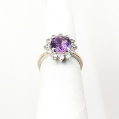 Vintage Luxury RING Silver 925 with Bright Amethyst -size: 7.5US (17.5mm) | #110